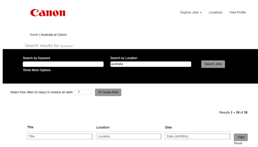 Canon Job Application Online & Australia Careers Login